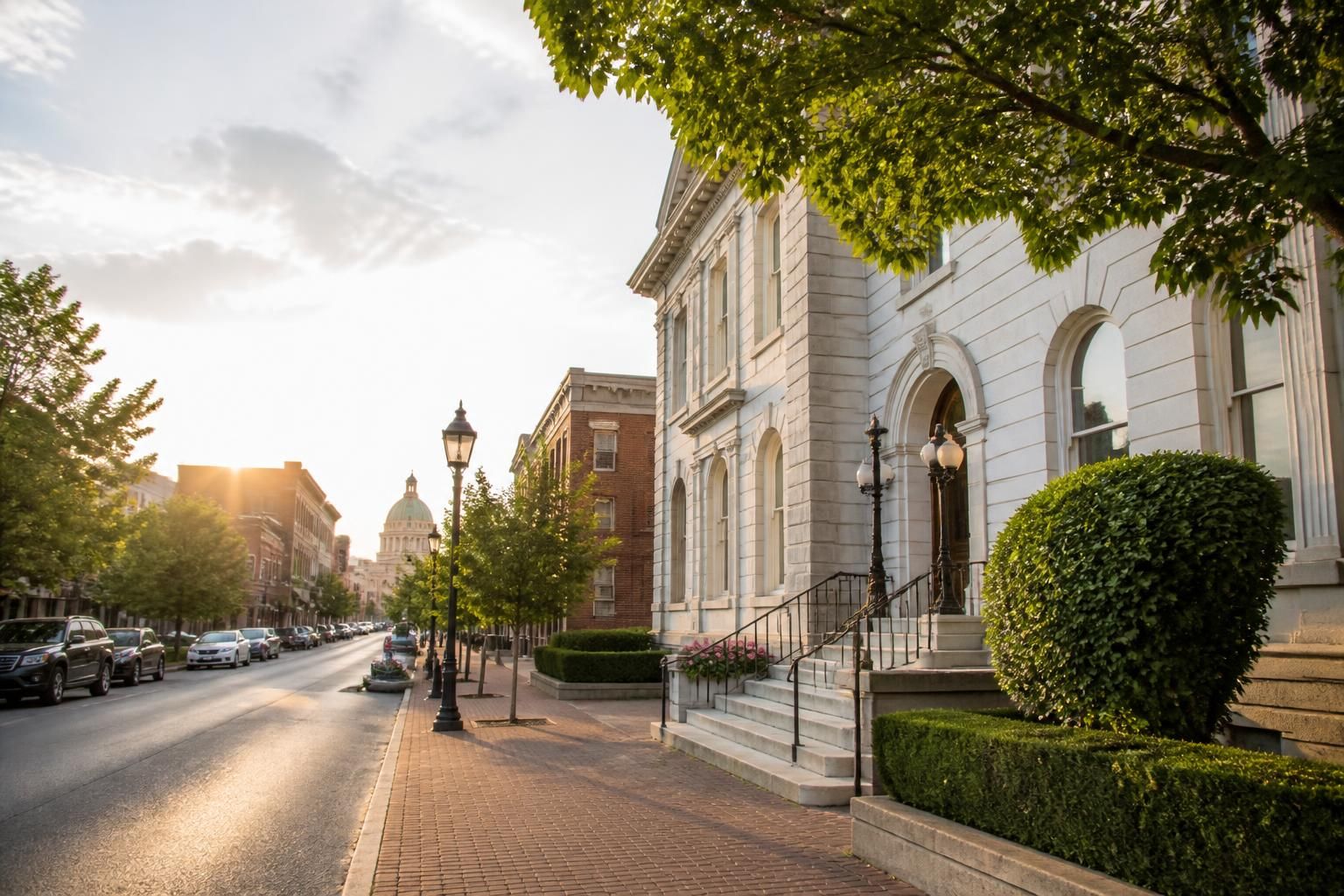 Elegant city street scene in Lexington, Kentucky