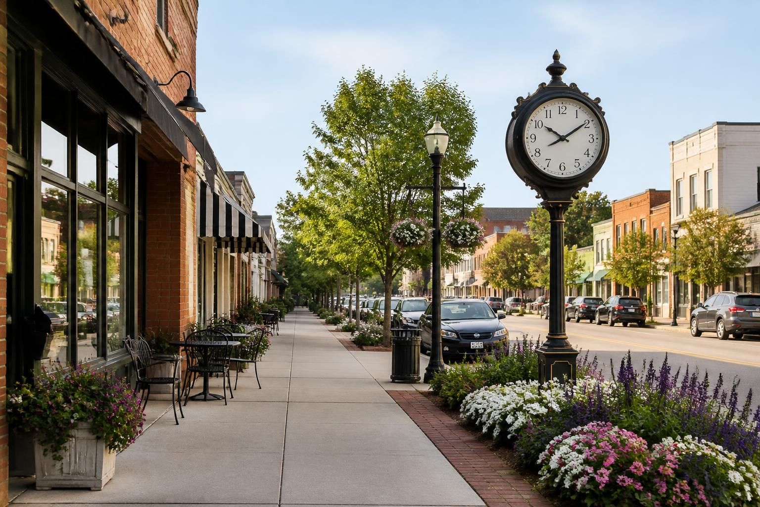 Clean small business district in Miamisburg, Ohio
